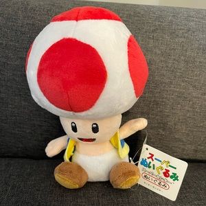 Sanei Super Mario Series 7 inch Toad Plush Toy New with tags Sen-ai-bocki